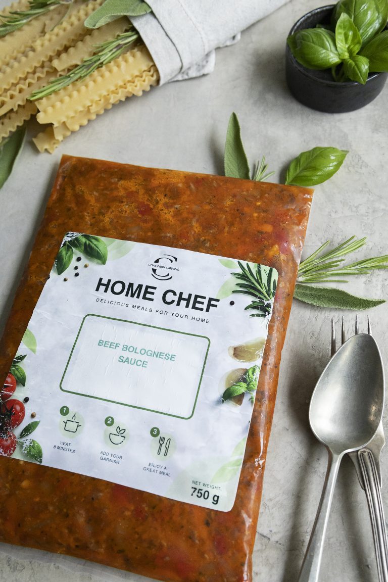 Authentic beef Bolognese from Concordia Home Chef food photo shoot