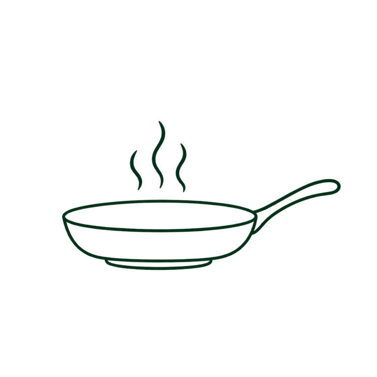 Frying pan with rising steam