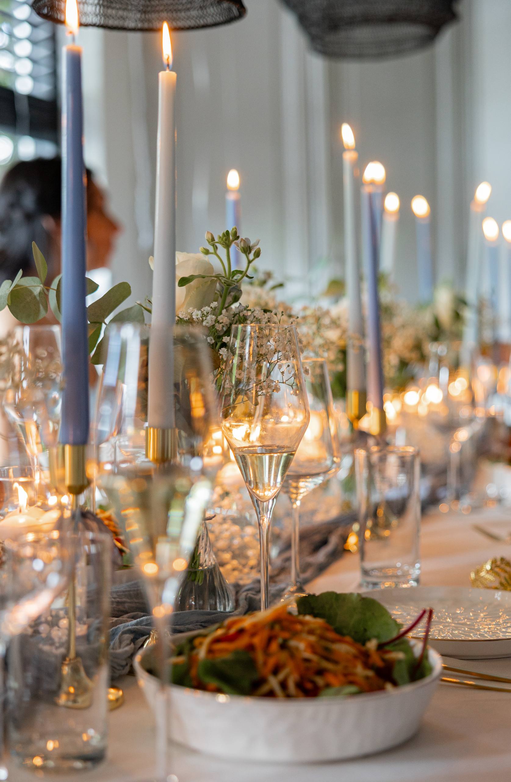 Wedding table with candles at a Polish Ukrainian wedding catered by Concordia Catering